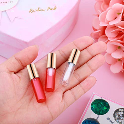 100 Pieces 1.2 ml Clear Mini Lip Gloss Tube Refillable Empty Lip Balm Gloss Containers Bottles Transparent Mini Lipstick Containers for Women Girls DIY Makeup (Rose Gold) in India