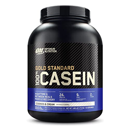 Optimum Nutrition Gold Standard 100% Micellar Casein Protein Powder, Slow Digesting, Helps Keep You Full, Overnight Muscle Recovery, Cookies and Cream, 4 Pound (Packaging May Vary)