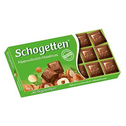 Schogetten Alpine Milk Chocolate with Hazelnuts Bar Candy Original German Chocolate 100g/3.52oz