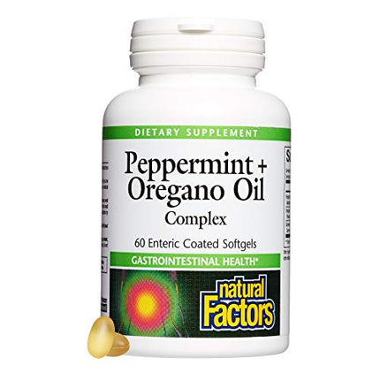 Natural Factors, Peppermint And Oregano Oil Complex, Digestive Aid for Gastrointestinal Health, 60 softgels