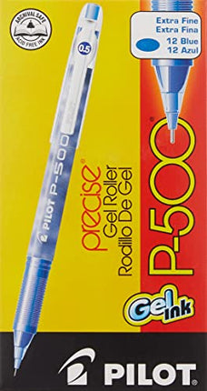 Buy PILOT Precise P-500 Gel Ink Rolling Ball Stick Pens, Marbled Barrel, Extra Fine Point, Blue Ink, 12-Pack (38601) India