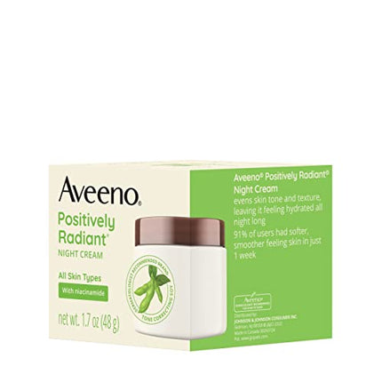 Aveeno Positively Radiant Intensive Moisturizing Face & Neck Night Cream for Tone & Texture, Total Soy Complex & Vitamin B3, Oil-Free, & Hypoallergenic, 1.7 oz in India