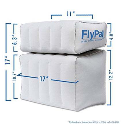 FLYPAL Inflatable Foot Rest for Air Travel, U.S Patented 2 in 1 Design, Blow-Up Pillow Cushion for Home, Office and Kids to Sleep on Long Flights, 17“x11"x17", Grey.