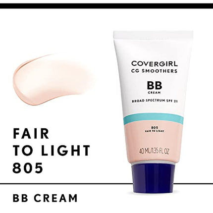 COVERGIRL Smoothers Lightweight BB Cream, Fair to Light 805, 1.35 oz (Packaging May Vary) Lightweight Hydrating 10-In-1 Skin Enhancer with SPF 21 UV Protection