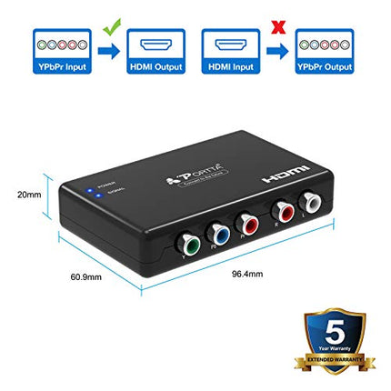 Portta Component to HDMI Converter, Portta YPbPr Component RGB + R/L Audio to HDMI Converter v1.3 Support 1080P 24bit 2 Channel Audio LPCM for HDTV PS3 PS4 HDVD Player Wii Xbox and More (Component to HDMI)