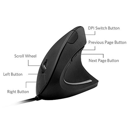 Buy Anker Ergonomic Optical USB Wired Vertical Mouse 1000/1600 DPI, 5 Buttons CE100 India