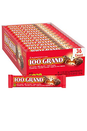 100 Grand Milk Chocolate Candy Bars, Full Size Bulk Individually Wrapped Ferrero Candy, Pack of 36