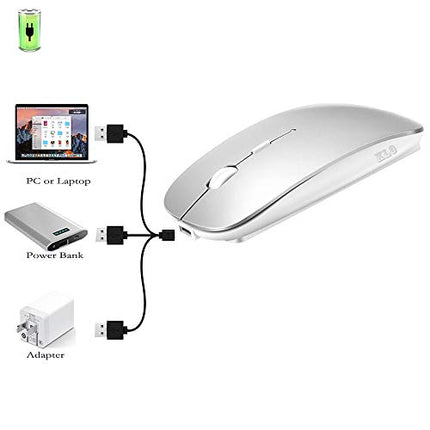 Rechargeable Bluetooth Mouse for MacBook pro/MacBook air/iPad, Wireless Mouse for Laptop/Notebook/pc/iPad/Chromebook (BT/BT Silver)