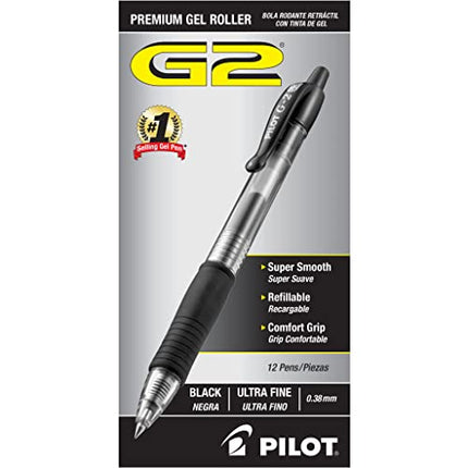 Buy PILOT G2 Premium Refillable and Retractable Rolling Ball Gel Pens, Ultra Fine Point, Black Ink, 12-Pack (31277) in India India