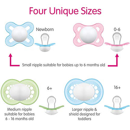 MAM Baby Pacifier 6+ Months, Best for Breastfed Babies, ‘Crystal' Design Collection, Boy, 2 Count