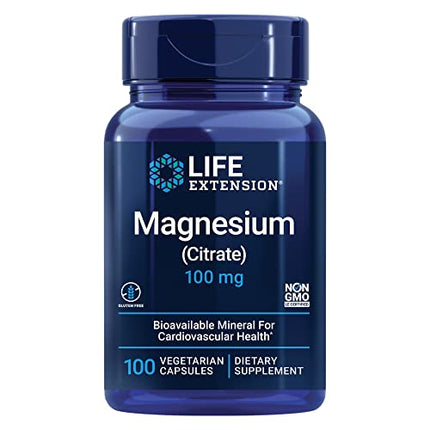 Buy Life Extension Magnesium (Citrate) 100 mg - Gluten-Free, Non-GMO - 100 Vegetarian Capsules in India India