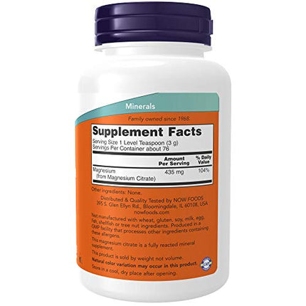 Buy NOW Supplements, Magnesium Citrate Pure Powder, Enzyme Function*, Nervous System Support*, 8-Ounce India