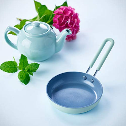 GreenPan Mini Healthy Ceramic Nonstick, 5" Round Egg Pan, Dishwasher Safe, PFAS-Free, Stay Cool Handle, Mint Green