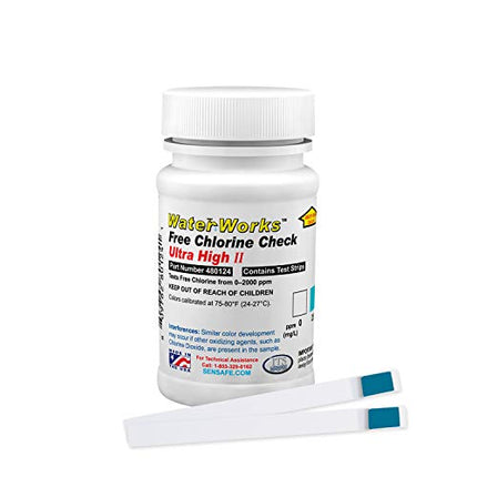 Industrial Test Systems WaterWorks 480124 Free Chlorine Test Strip, Ultra High II Range, 61 Seconds Test Time, 0-2000ppm Range (Bottle of 50) in India