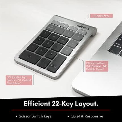 buyMacally Bluetooth Number Pad for Laptop - Wireless Numeric Keypad - 35-Key Numeric Keypad for Data Entry in India