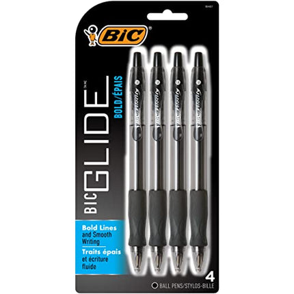 Buy BIC Glide Bold Retractable Ball Point Pen, Bold Point (1.6mm), Black, Great For Everyday Use, 4-Count India