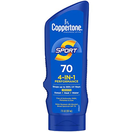 Buy Coppertone SPORT Sunscreen SPF 70 Lotion, Water Resistant Sunscreen, Body Sunscreen Lotion, 7 Fl Oz India