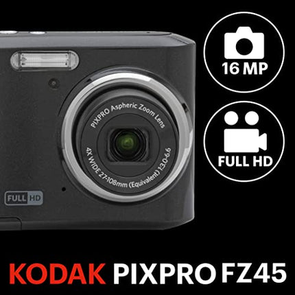 Buy KODAK PIXPRO Friendly Zoom FZ45-BK 16MP Digital Camera with 4X Optical Zoom 27mm Wide Angle and 2.7" LCD Screen (Black) India