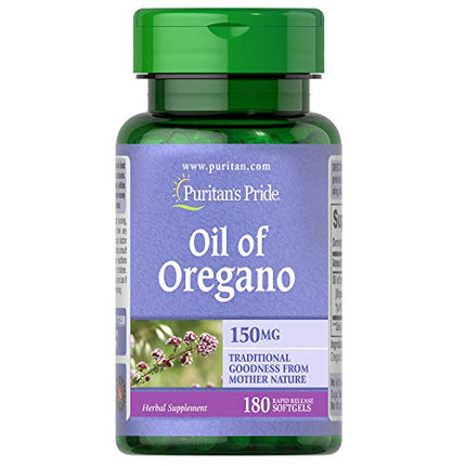 Puritan's Pride Oil of Oregano Extract, Contains Antioxidant Properties*, 150mg Equivalent, 180 Rapid Release Softgels