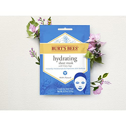 Burt's Bees Face Mask Valentines Day Gifts for Her, Hydrating Facial Skin Care Spring Gift, 100% Natural, Single Use (6 Count) in India