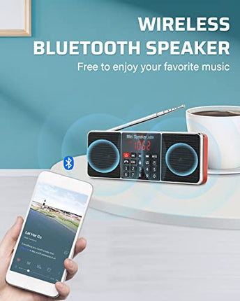 Buy PRUNUS J-288 Portable Radio AM FM Radio with Bluetooth Speaker, Sleep Timer, Power-Saving Display in India