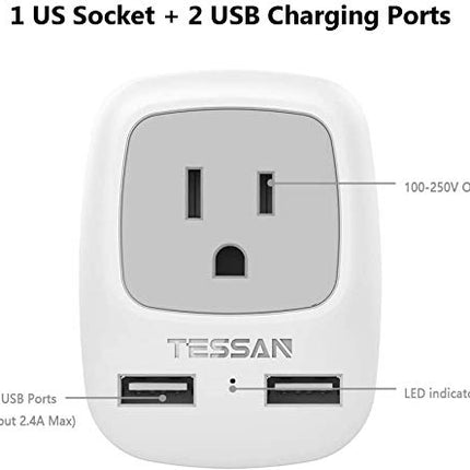 buy European Travel Plug Adapter 2 Pack, TESSAN International Power Outlet Adaptor with 2 USB in India