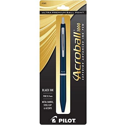 Buy PILOT Acroball 1000 Ultra-Premium Ball Point Pen, 0.7mm Fine Point, Black Ink, Navy Barrel (13653) in India India