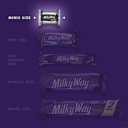Milky Way Midnight Dark Chocolate Minis Size Candy Bars Bag, 8.9 Oz