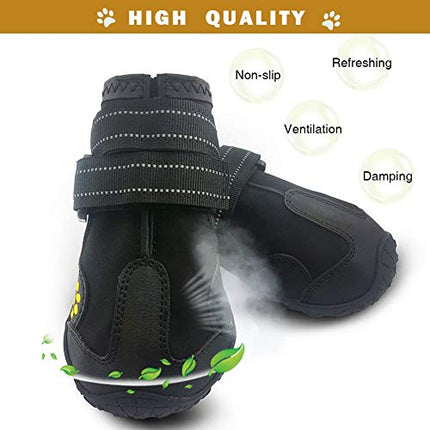 PK.ZTopia Waterproof Dog Boots, Dog Outdoor Shoes, Dog Rain Boots, Running Shoes for Medium to Large Dogs with Two Reflective Fastening Straps and Rugged Anti-Slip Sole (3.15" x 2.76",Black 4PCS). in India