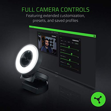 Razer Kiyo Streaming Webcam: Full HD 1080p 30 FPS / 720p 60 FPS - Ring Light w/Adjustable Brightness - Built-in Microphone - Autofocus - Works with Zoom/Teams/Skype for Conferencing and Video Calling