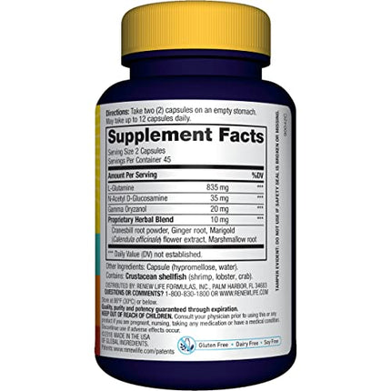 Supplement Facts of Renew Life Digestive Capsules