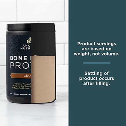 Ancient Nutrition Protein Powder Made from Real Bone Broth, Chocolate, 20g Protein Per Serving, 20 Serving Tub, Gluten Free Hydrolyzed Collagen Peptides Supplement, Great in Protein Shakes