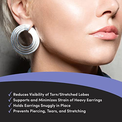 Lobe Miracle- Clear Earring Support Patches - Earring Backs For Droopy Ears - Ear Care Products for Torn or Stretched Ear Lobes (60 Patches)