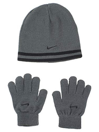 Buy Nike Youth Beanie Hat and Glove Set Grey with Black Stripe One Size India