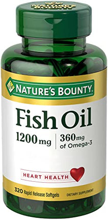 Nature's Bounty Fish Oil, Dietary Supplement, Omega 3, Supports Heart Health, 1200mg, Rapid Release Softgels, 320 Ct in India