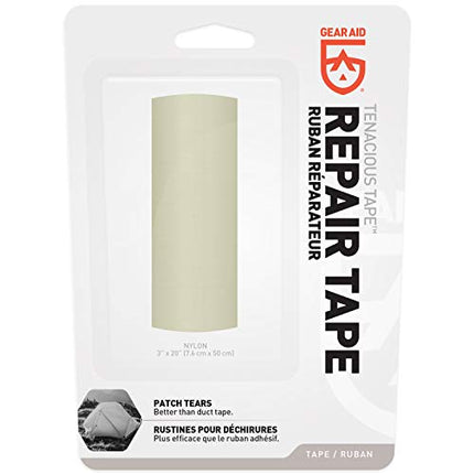 GEAR AID Tenacious Tape Ripstop Repair Tape for Fabric and Vinyl, 3” x 20”, Off-White (10696)