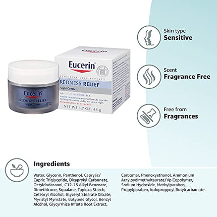 Buy Eucerin Redness Relief Night Creme - Gently Hydrates To Reduce Redness-Prone Skin At Night - 1.7 oz Jar in India India