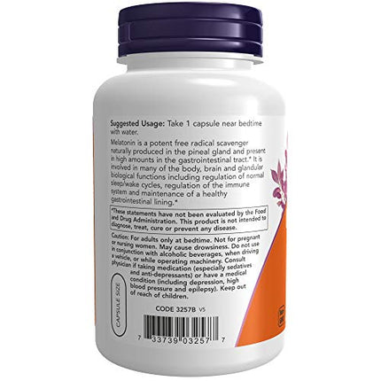 NOW Supplements, Melatonin 3 mg, Free Radical Scavenger*, Healthy Sleep Cycle*, 180 Veg Capsules in India