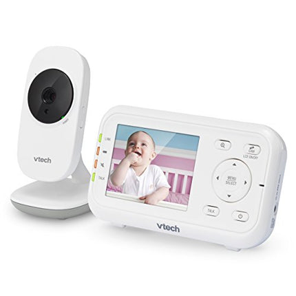 VTech Video Baby Monitor with 1000ft Long Range, Auto Night Vision, 2.8” Screen, 2-Way Audio Talk, Temperature Sensor, Power Saving Mode, Lullabies and Wall-mountable Camera with bracket, White