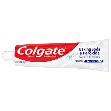 Colgate Baking Soda and Peroxide Toothpaste, Whitening Baking Soda Toothpaste, Brisk Mint Flavor, Whitens Teeth, Fights Cavities and Removes Surface Stains for Whiter Teeth, 6 Oz Tube, 2 Pack in India