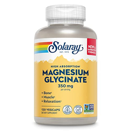 Solaray Magnesium Glycinate, New & Improved Fully Chelated Bisglycinate with BioPerine, High Absorption Formula, Stress, Bones, Muscle & Relaxation Support, 60 Day Guarantee (30 Servings, 120 VegCaps) in India