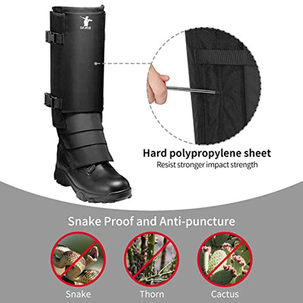 GearOZ Snake Gaiters for Hunting, Durable Snake Chaps, Waterproof Snake Guards, Snake Bite Protection for Lower Legs, Snake Proof Gaiters Fit for Men & Women, Adjustable Size Gaiters, Black