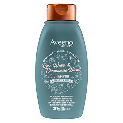 Aveeno Rose Water & Chamomile Blend Sulfate-Free Shampoo with Colloidal Oat for Dry & Sensitive Scalp, Gentle Cleansing Shampoo for Fine, Fragile Hair, Paraben & Dye-Free, 12 Fl Oz in India