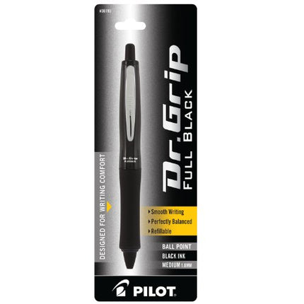 Buy Pilot Dr. Grip FullBlack Retractable Ball Point Pen, Medium Point, Black Ink, Single Pen (36193) India