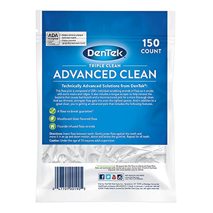 Buy DenTek Triple Clean Advanced Clean Floss Picks, No Break & No Shred Floss, 150 Count India