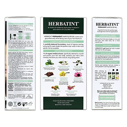 Herbatint Permanent Haircolor Gel, 1N Black, Alcohol Free, Vegan, 100% Grey Coverage - 4.56 oz (2 Pack)