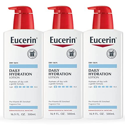 Eucerin Daily Hydration Lotion - Light-weight Full Body Lotion for Dry Skin - 16.9 fl. oz. Pump Bottle (Pack of 3)