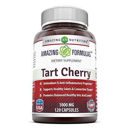 Amazing Formulas Tart Cherry Extract Capsules (Non-GMO,Gluten Free) - Antioxidant Support - Promotes Joint Health & a Proper Uric Acid Level Balance (1000 Mg, 120 Count)