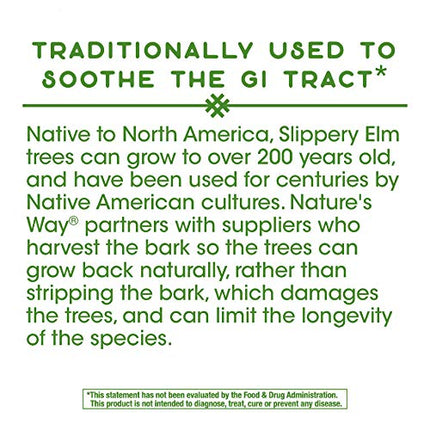 Nature's Way Slippery Elm Bark, Traditional Support to Soothe GI Tract*, 100 Vegan Capsules in India