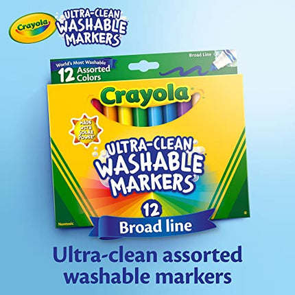 Crayola Ultra Clean Washable Markers Broad Line, Multi Colored, 12 Count (Pack of 1) in India